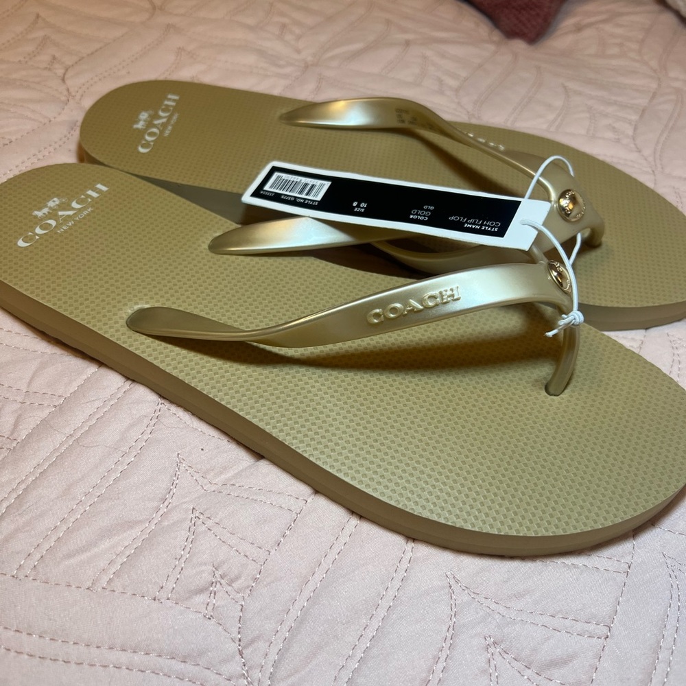 NWT Gold Coach Flip-Flops
